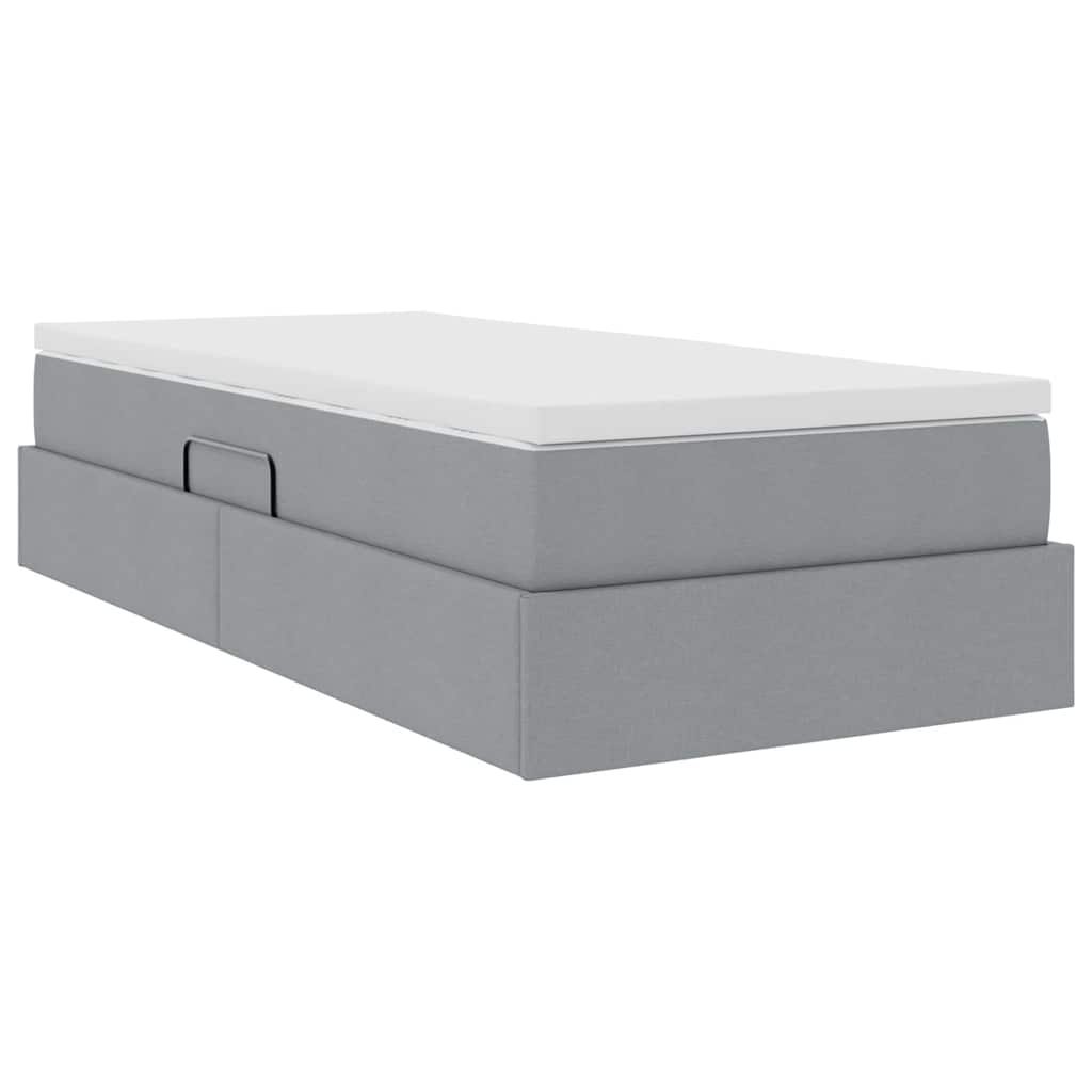 Lit avec rangement et matelas Gris clair 90 x 190 cm Polyester - XIOS
