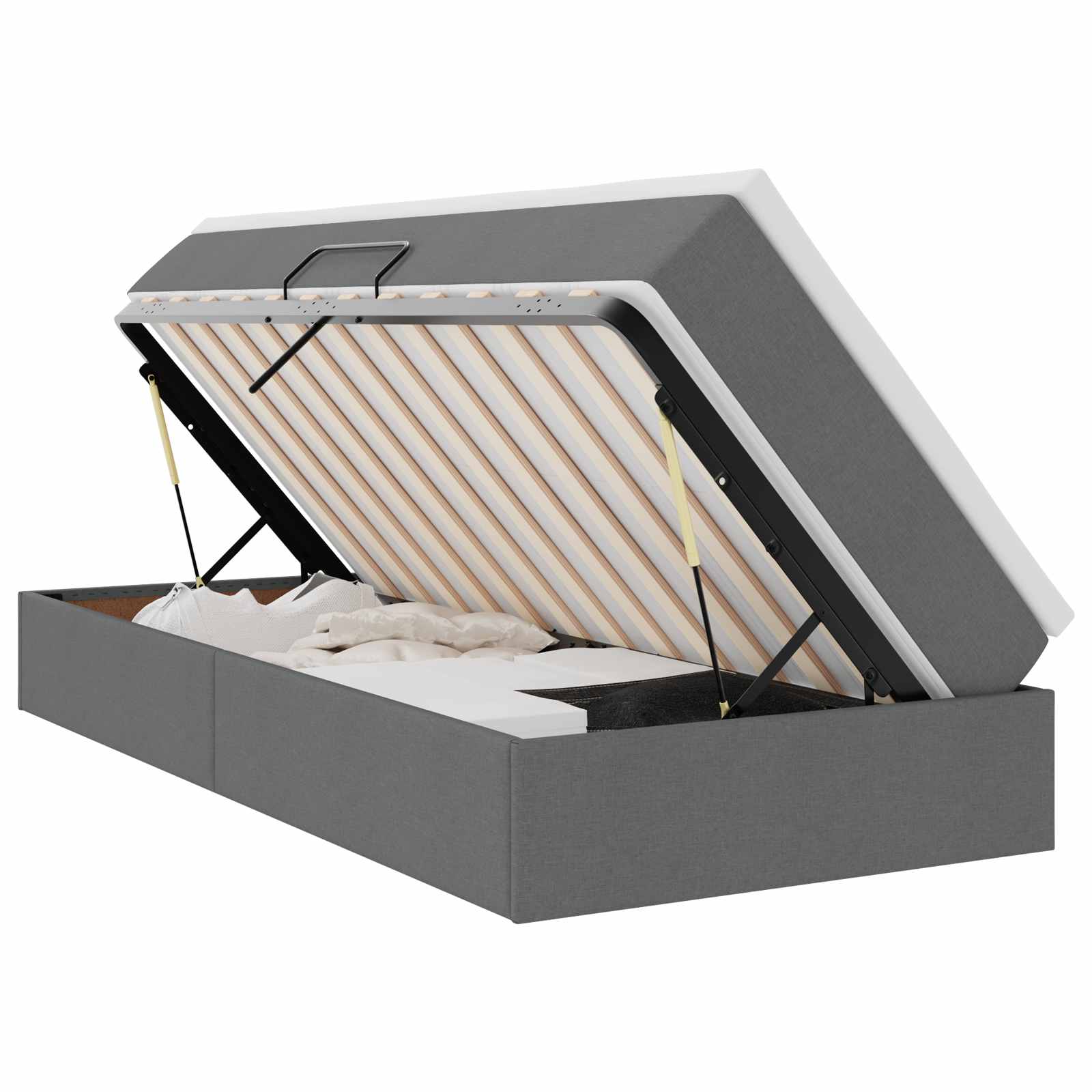 Lit avec rangement et matelas Gris foncé 90 x 190 cm Polyester - XIOS