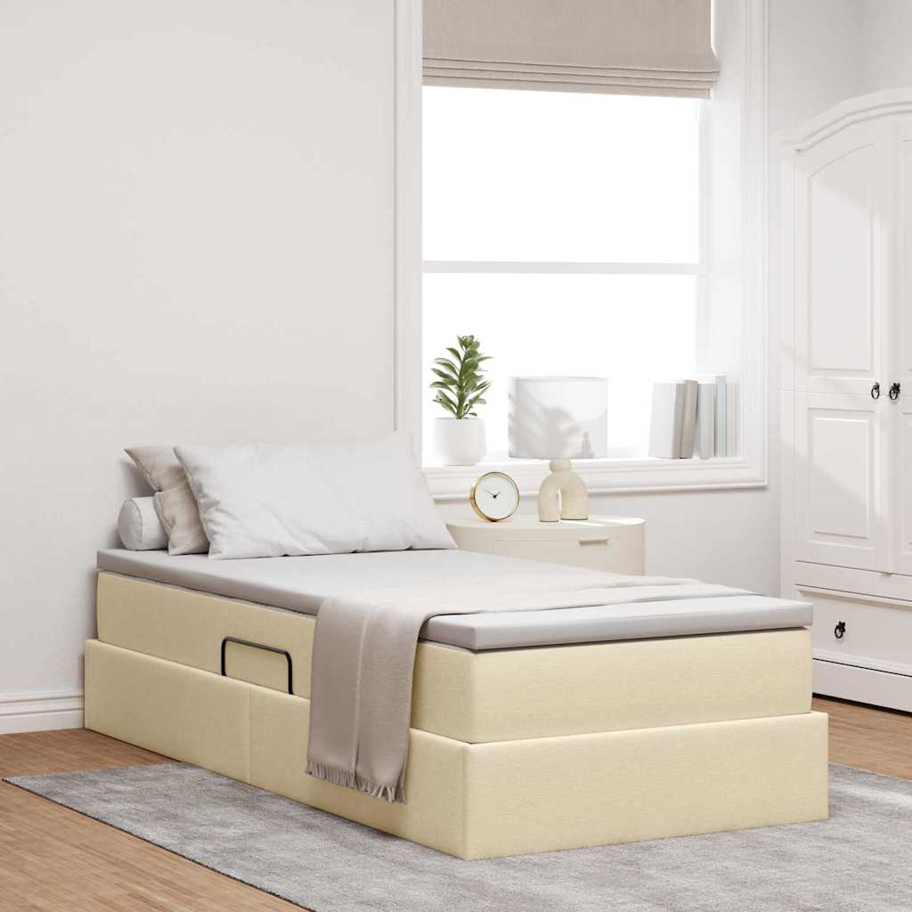 Lit avec rangement et matelas Crème 100 x 200 cm Polyester - XIOS
