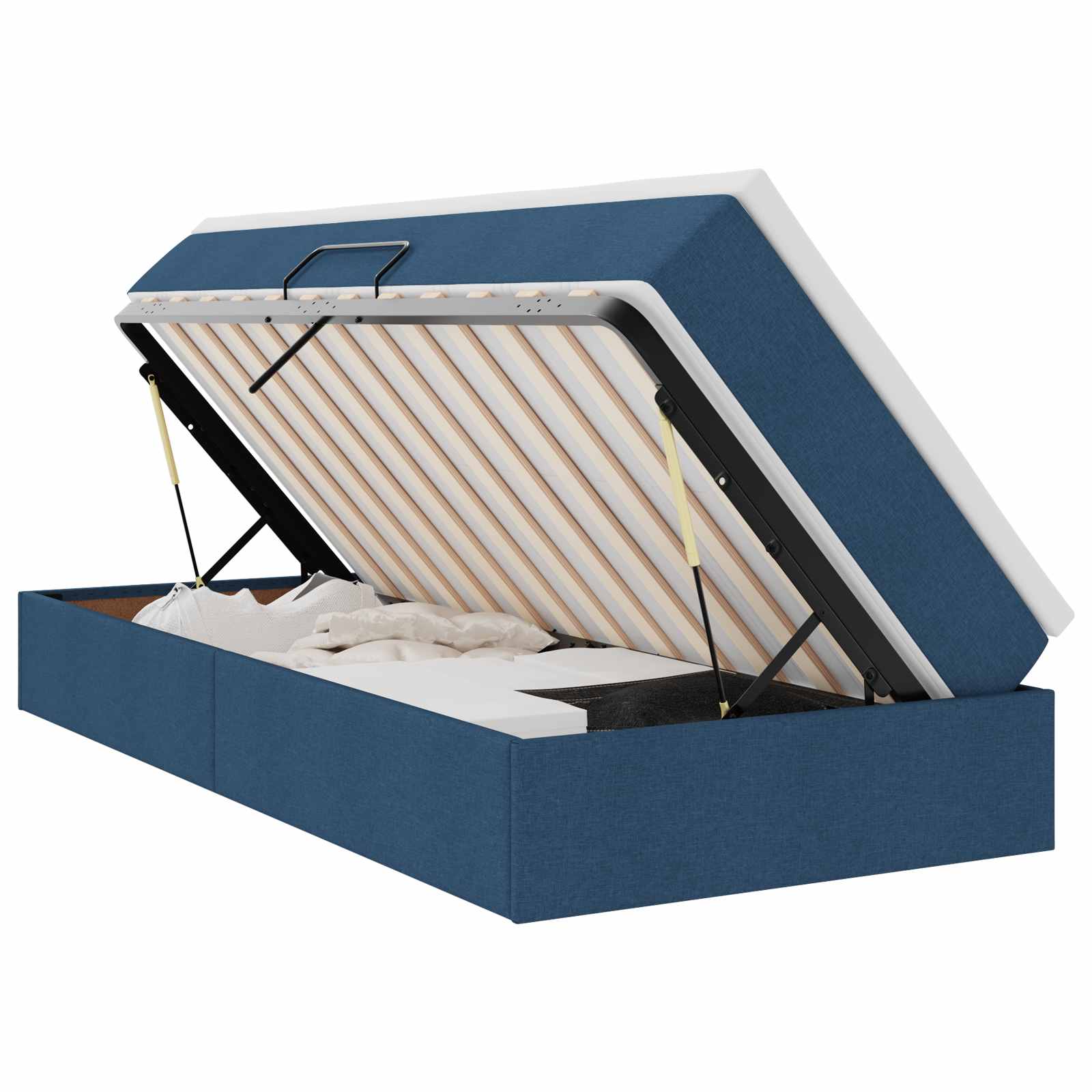 Lit avec rangement et matelas Bleu 100 x 200 cm Polyester - XIOS