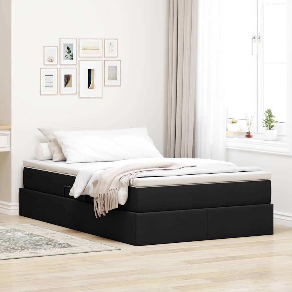 Lit avec rangement et matelas Noir 120 x 200 cm Polyester - XIOS