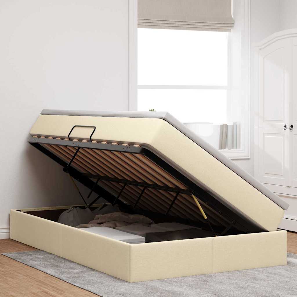 Lit avec rangement et matelas Crème 120 x 200 cm Polyester - XIOS