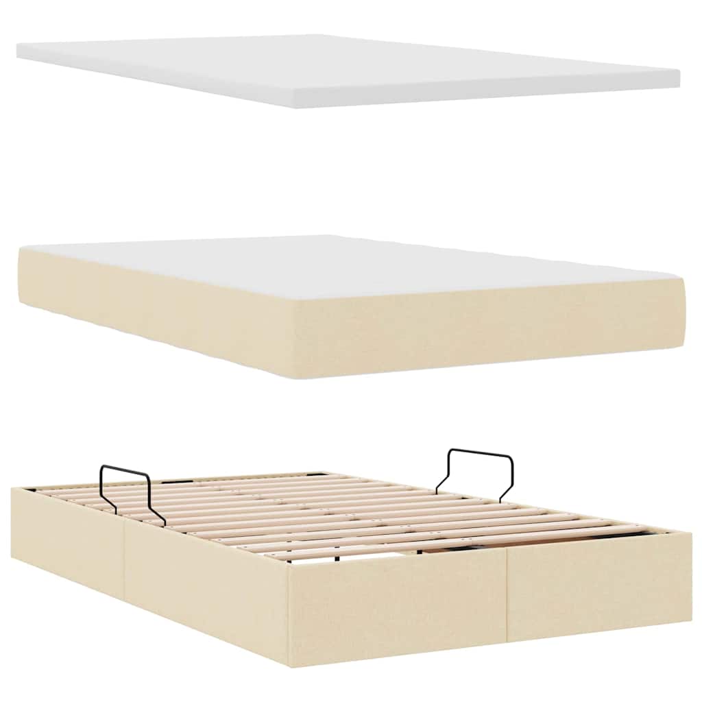 Lit avec rangement et matelas Crème 120 x 200 cm Polyester - XIOS