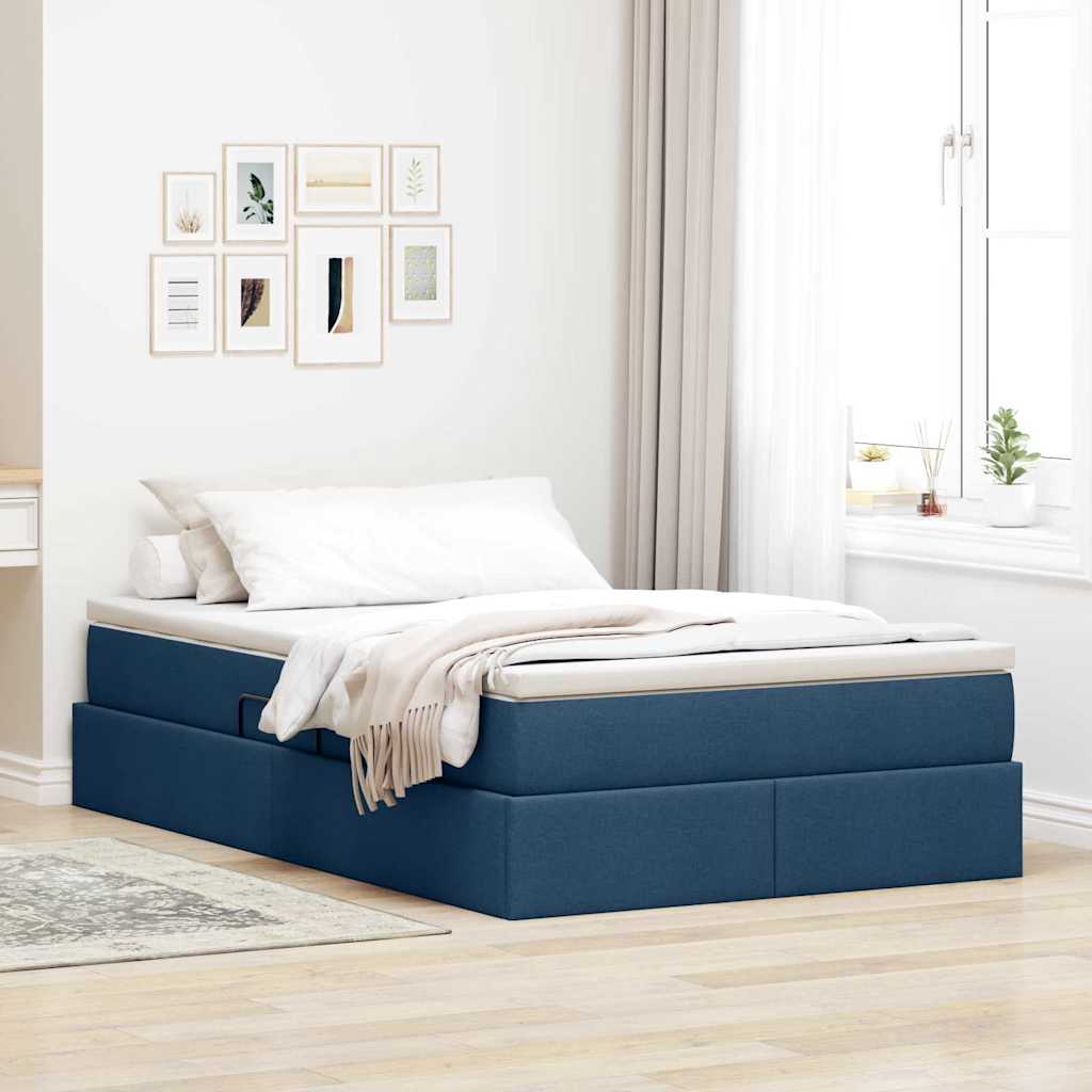 Lit avec rangement et matelas Bleu 120 x 200 cm Polyester - XIOS