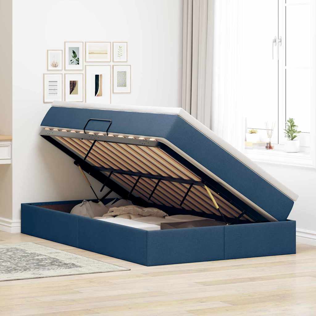 Lit avec rangement et matelas Bleu 120 x 200 cm Polyester - XIOS