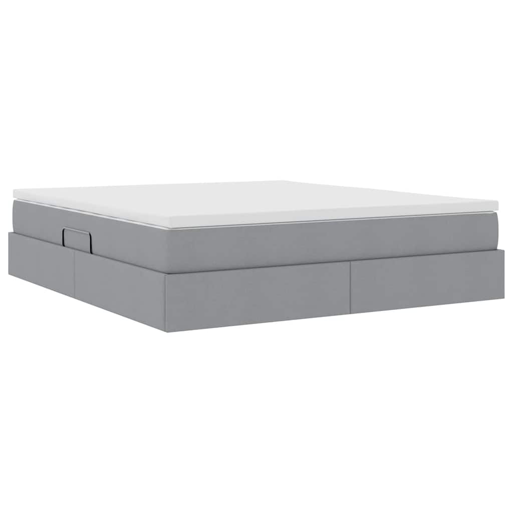 Lit avec rangement et matelas Gris clair 160 x 200 cm Polyester - XIOS