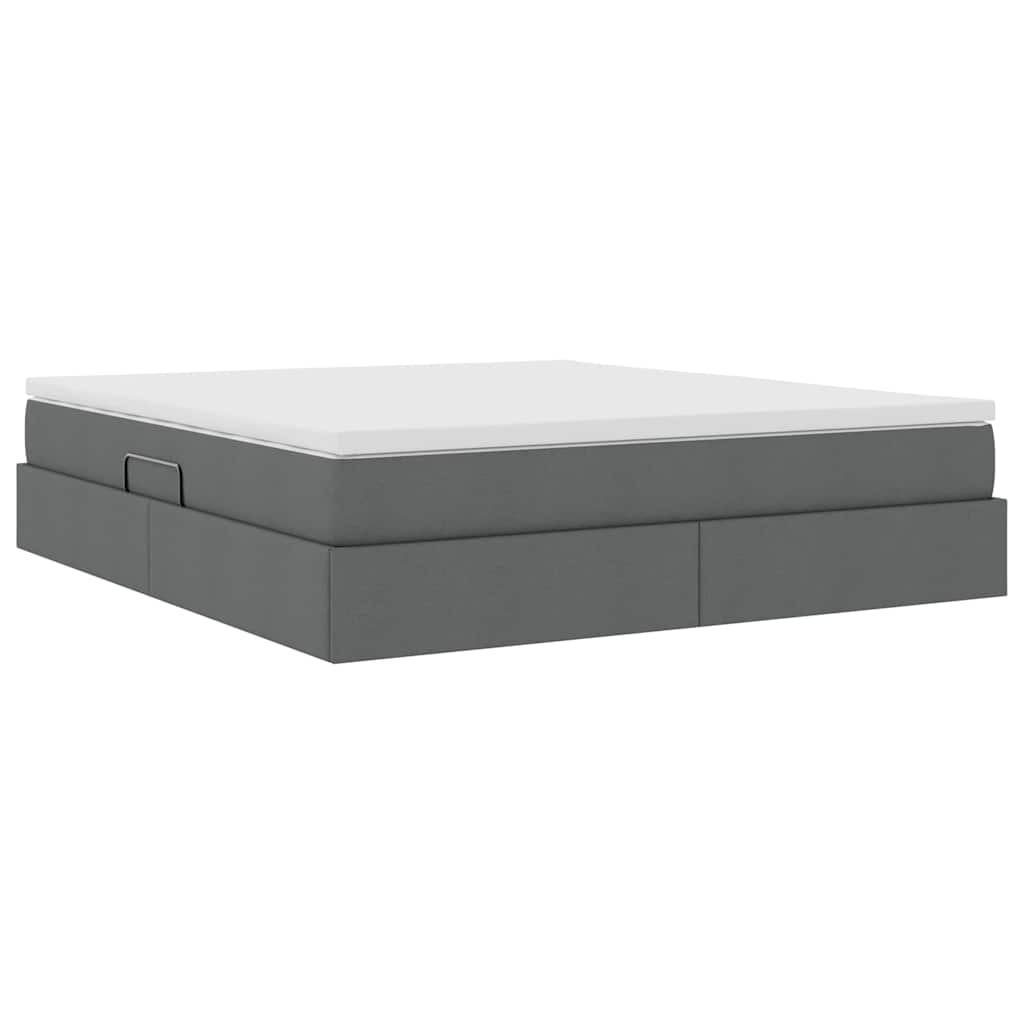 Lit avec rangement et matelas Gris foncé 160 x 200 cm Polyester - XIOS