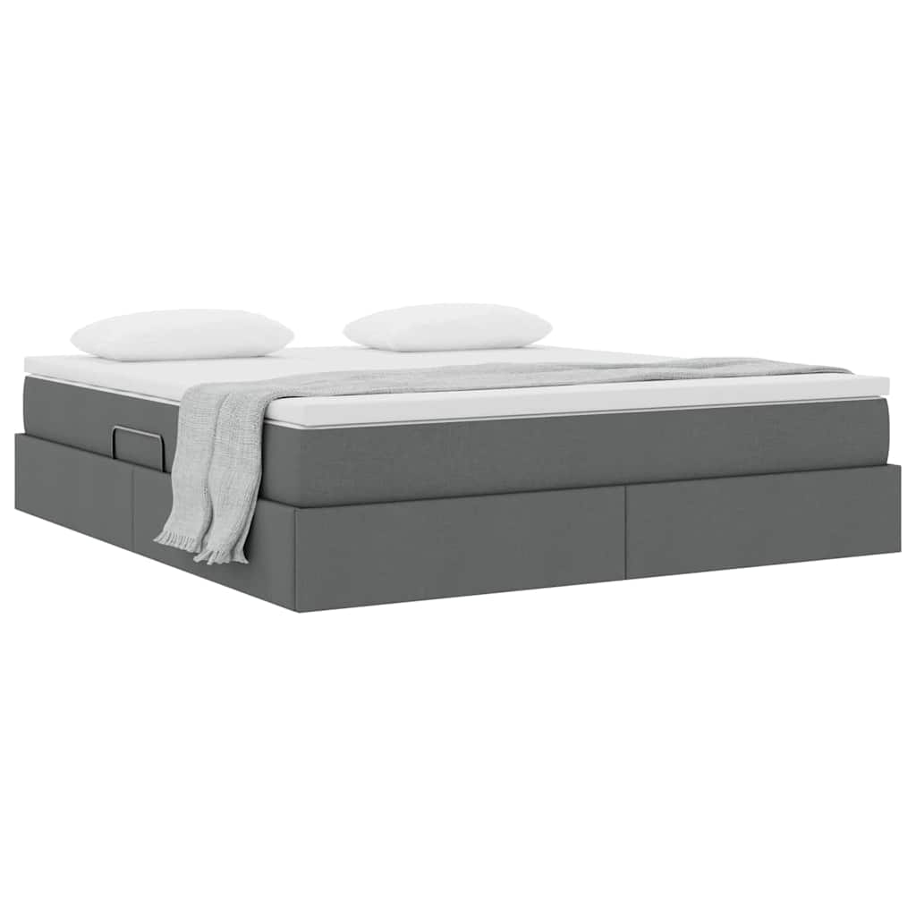 Lit avec rangement et matelas Gris foncé 160 x 200 cm Polyester - XIOS