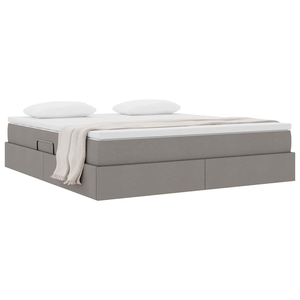 Lit avec rangement et matelas Taupe 160 x 200 cm Polyester - XIOS