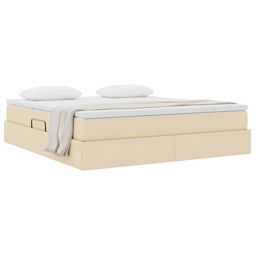 Lit avec rangement et matelas Crème 160 x 200 cm Polyester - XIOS
