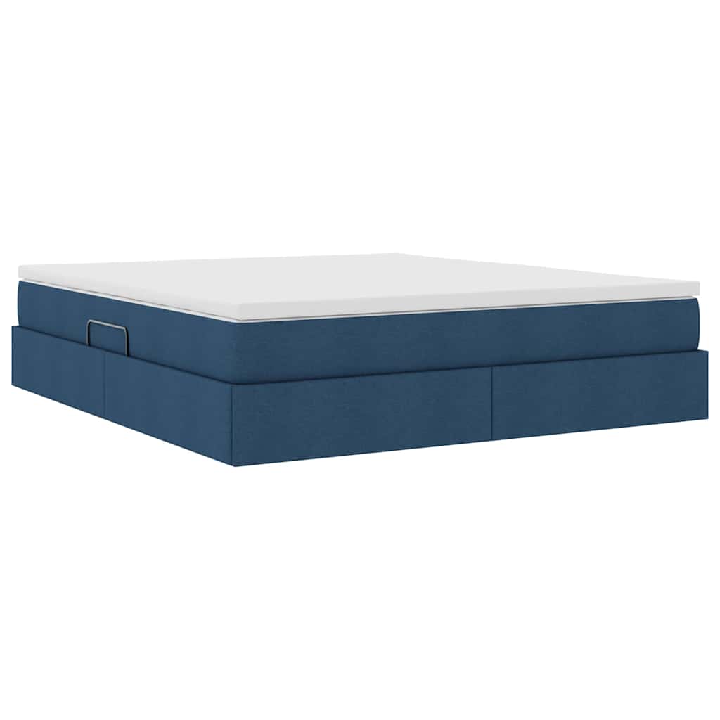 Lit avec rangement et matelas Bleu 160 x 200 cm Polyester - XIOS