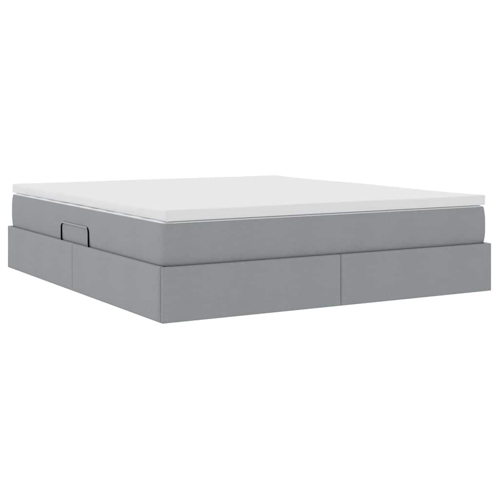 Lit avec rangement et matelas Gris clair 180 x 200 cm Polyester - XIOS