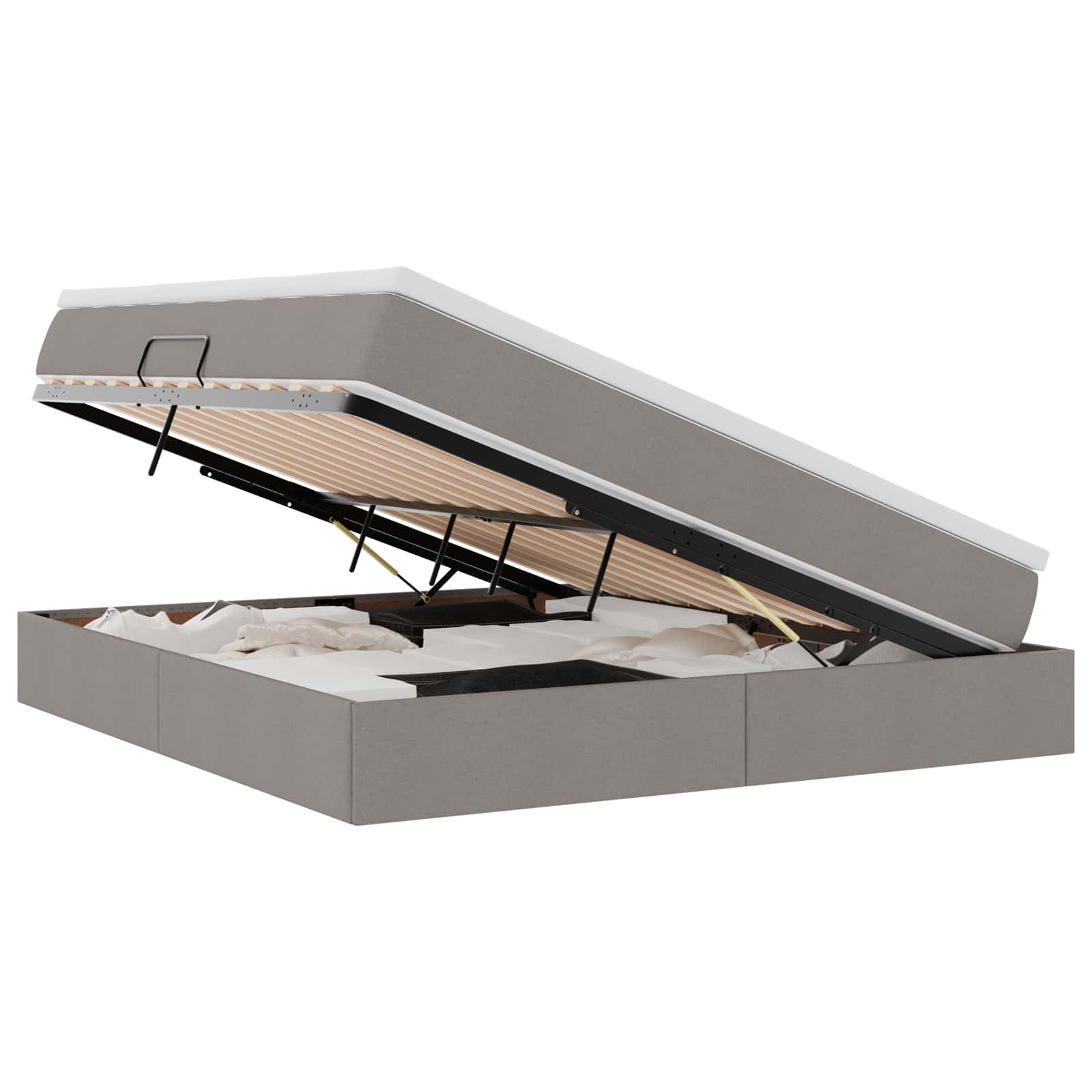 Lit avec rangement et matelas Taupe 180 x 200 cm Polyester - XIOS
