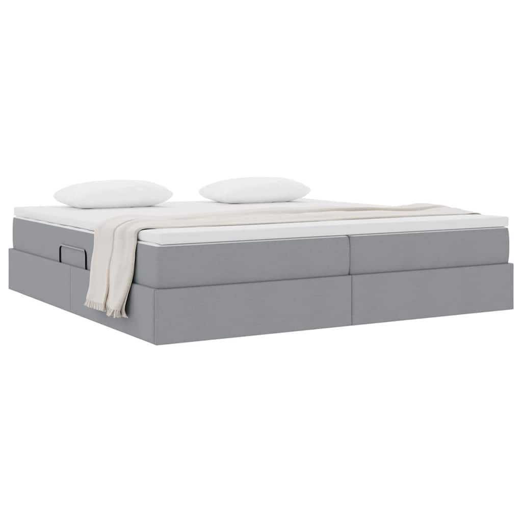 Lit avec rangement et matelas Gris clair 200 x 200 cm Polyester - XIOS