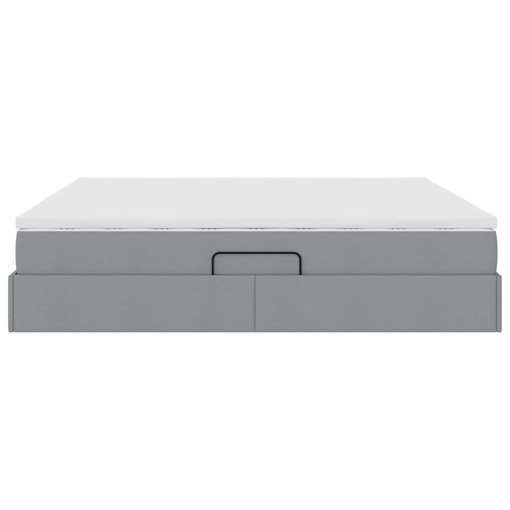 Lit avec rangement et matelas Gris clair 200 x 200 cm Polyester - XIOS