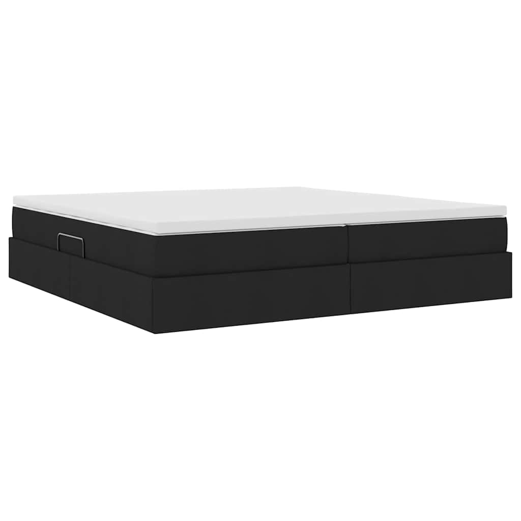 Lit avec rangement et matelas Noir 200 x 200 cm Polyester - XIOS