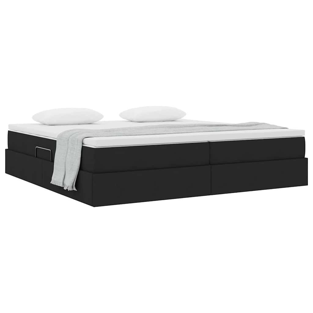 Lit avec rangement et matelas Noir 200 x 200 cm Polyester - XIOS