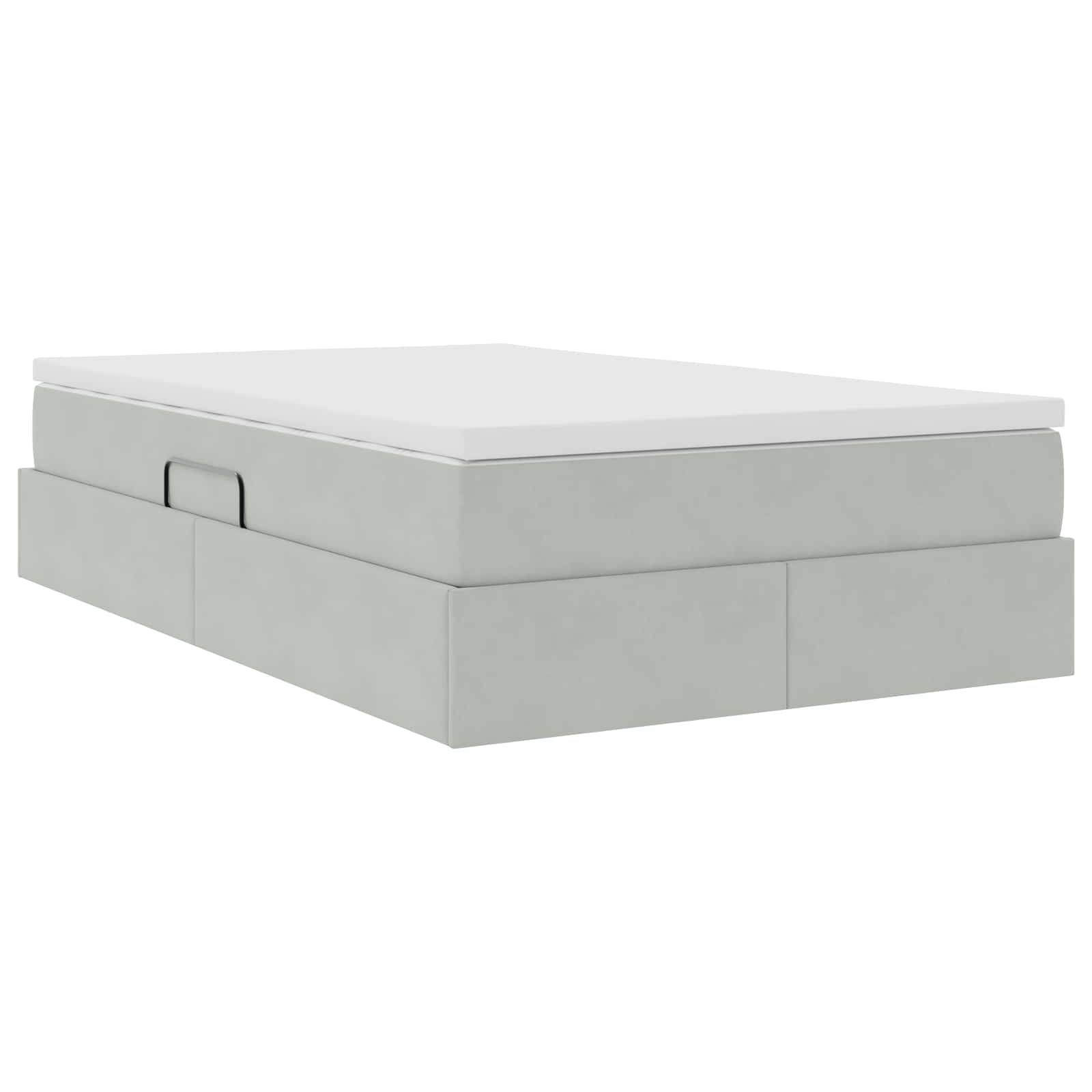 Lit avec rangement et matelas Gris clair 120 x 190 cm Velours - XIOS