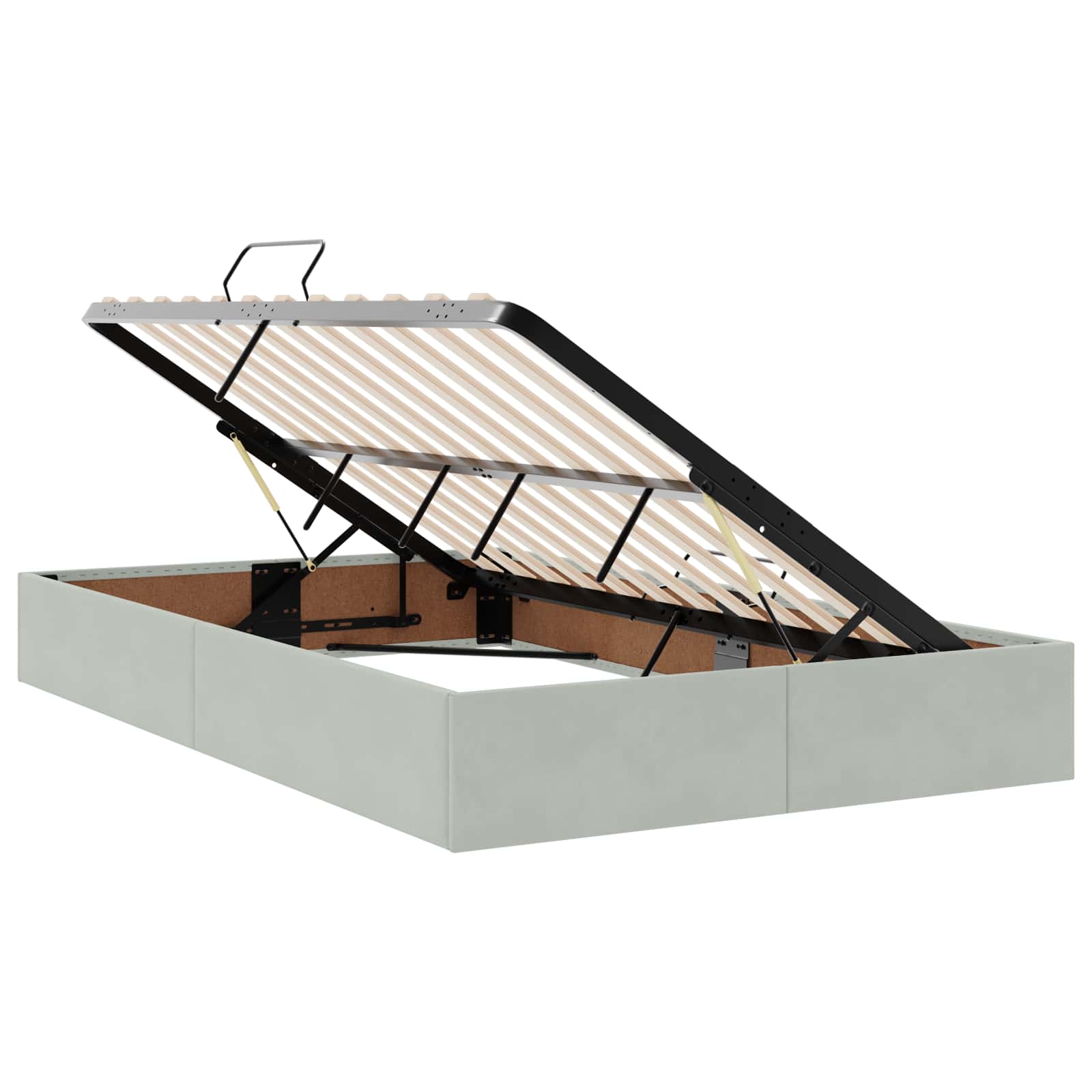 Lit avec rangement et matelas Gris clair 120 x 190 cm Velours - XIOS