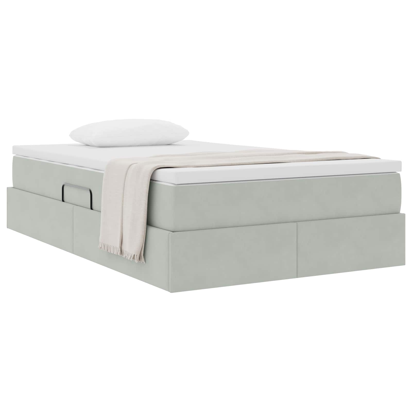 Lit avec rangement et matelas Gris clair 120 x 190 cm Velours - XIOS