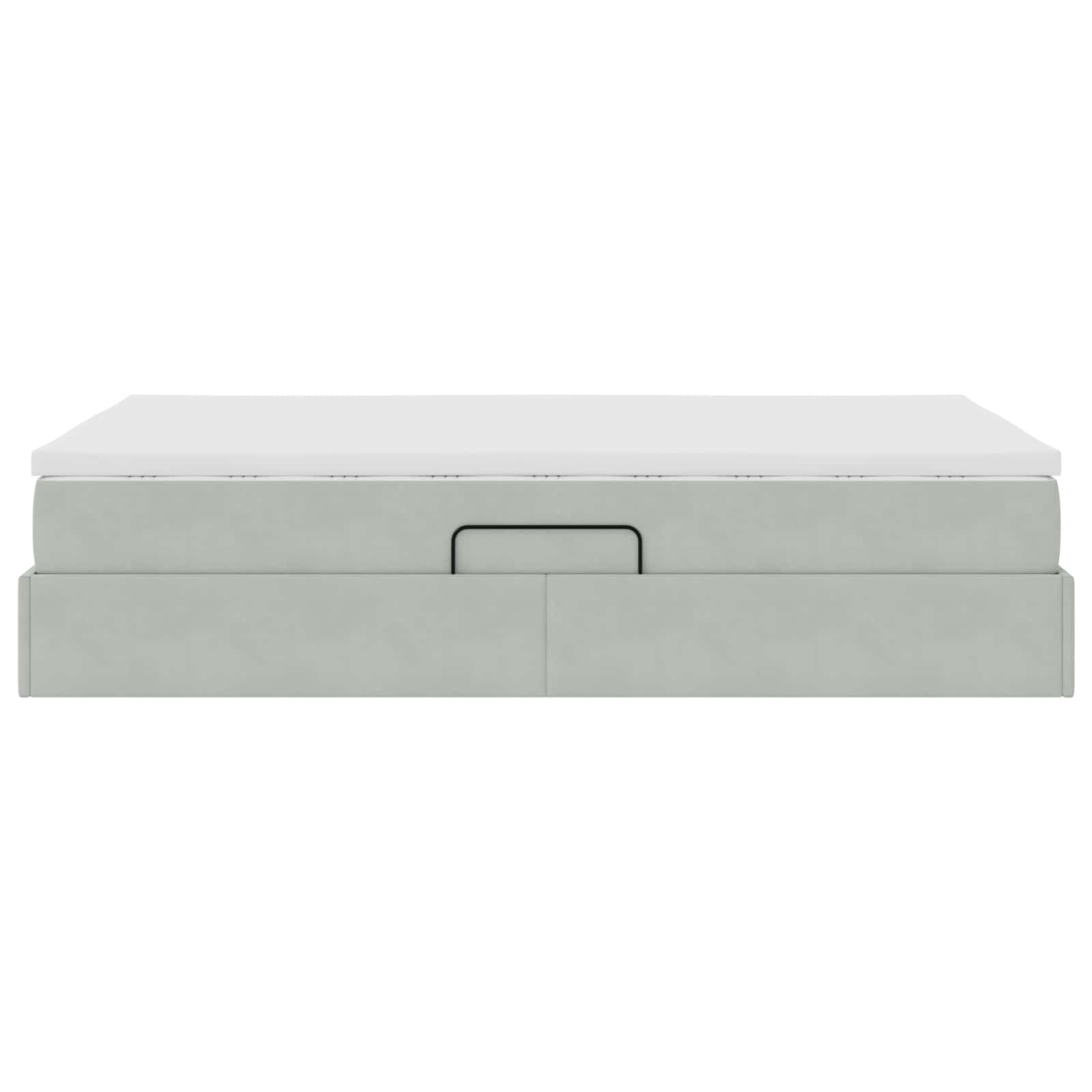 Lit avec rangement et matelas Gris clair 120 x 190 cm Velours - XIOS
