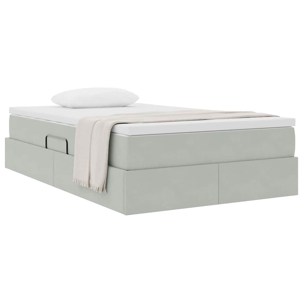 Lit avec rangement et matelas Gris clair 120 x 200 cm Velours - XIOS