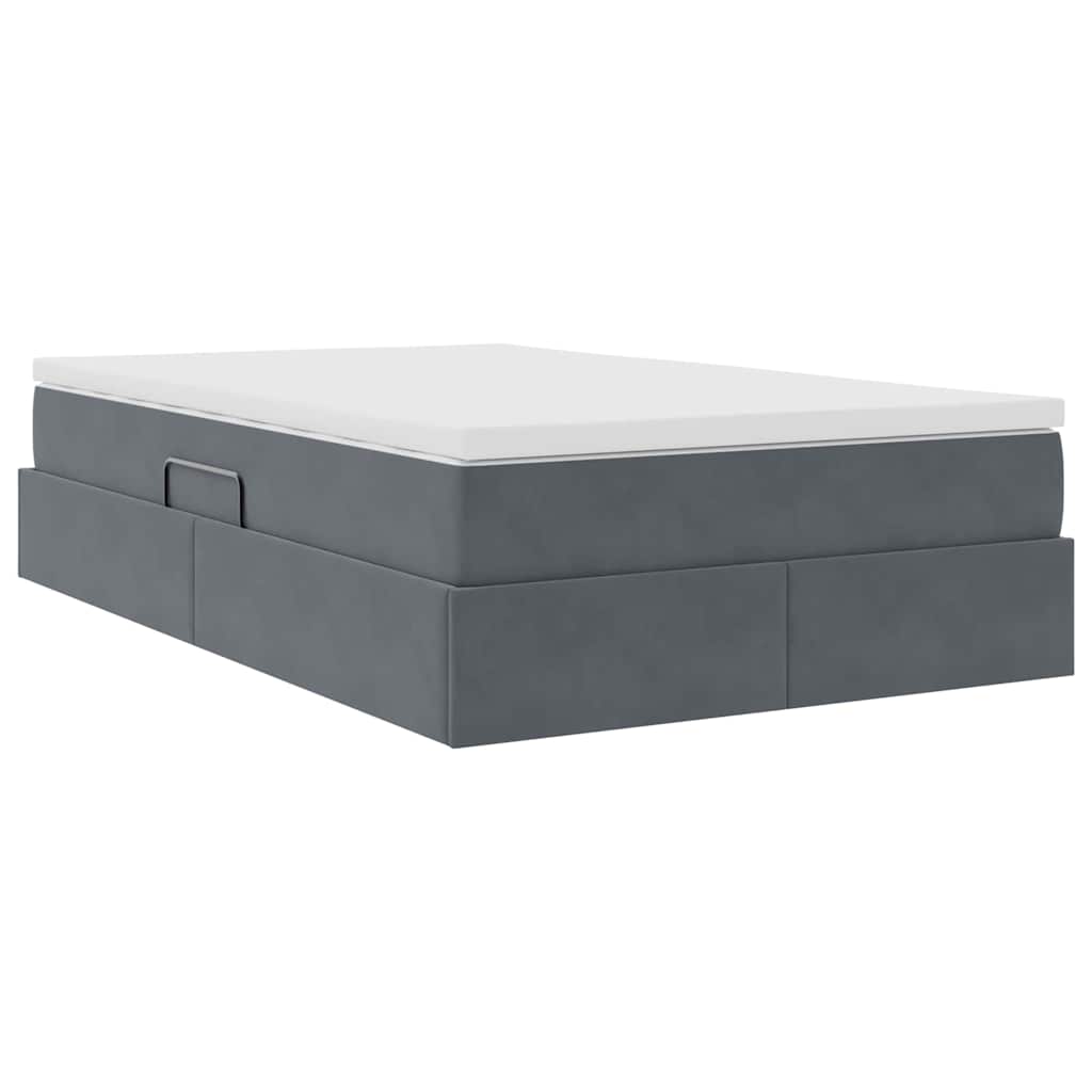 Lit avec rangement et matelas Gris foncé 120 x 200 cm Velours - XIOS