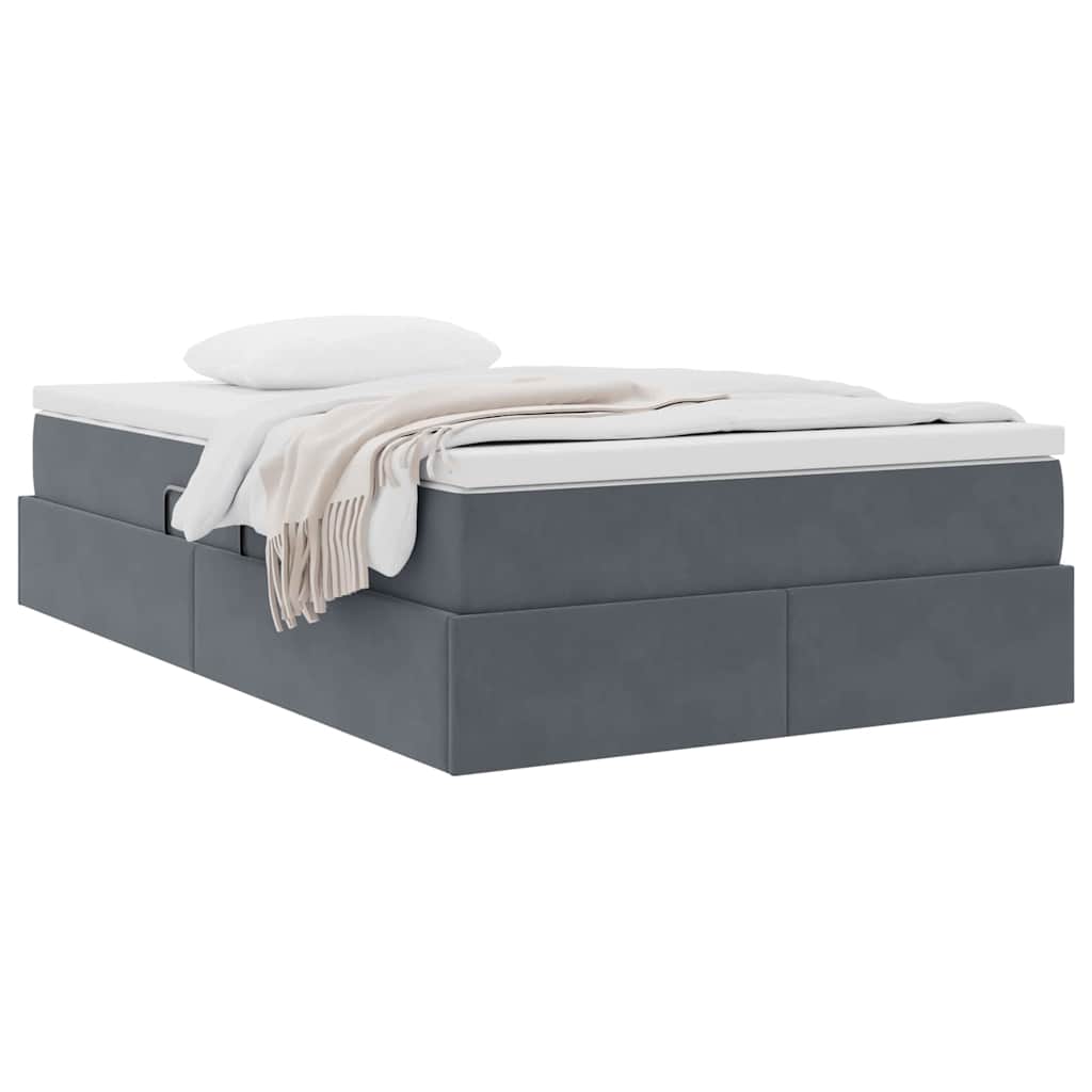 Lit avec rangement et matelas Gris foncé 120 x 200 cm Velours - XIOS