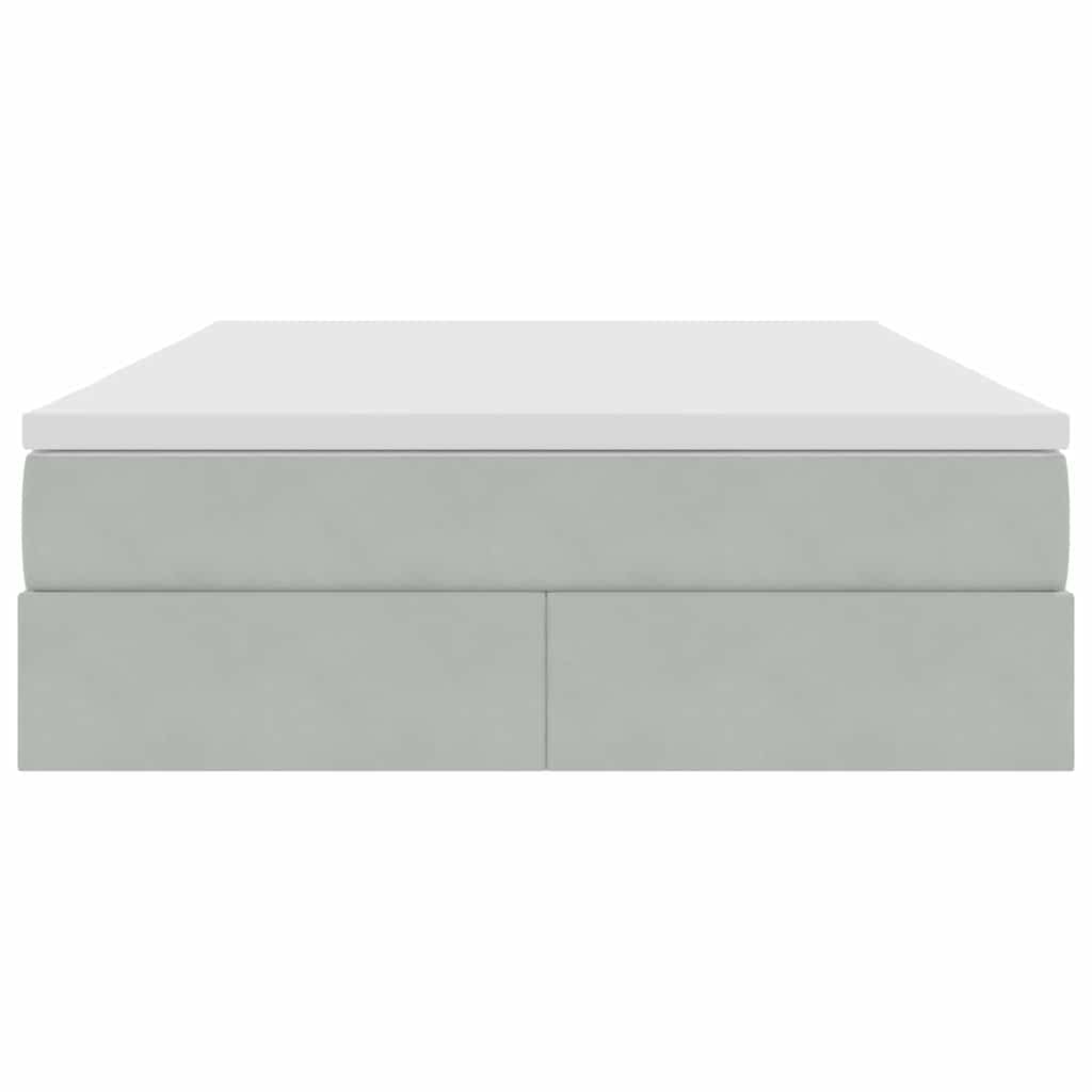 Lit avec rangement et matelas Gris clair 140 x 190 cm Velours - XIOS