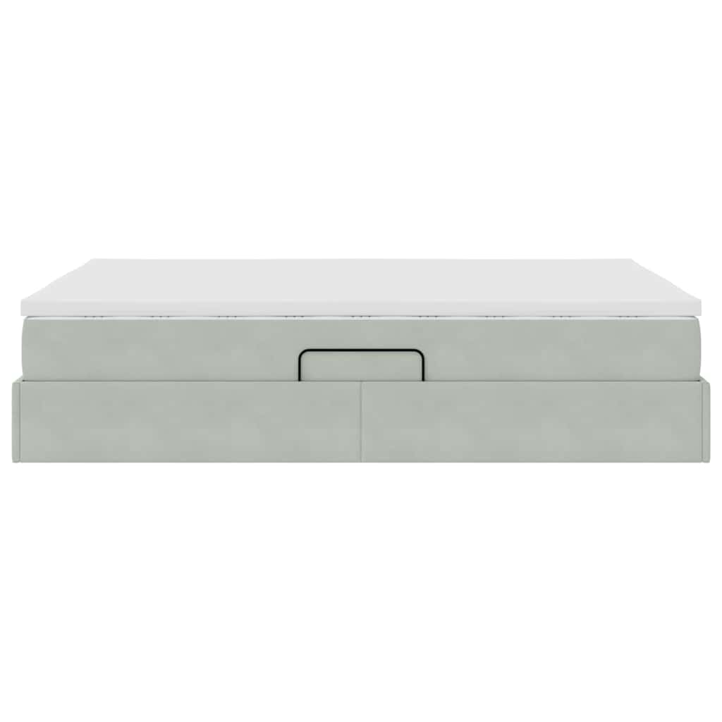 Lit avec rangement et matelas Gris clair 140 x 190 cm Velours - XIOS