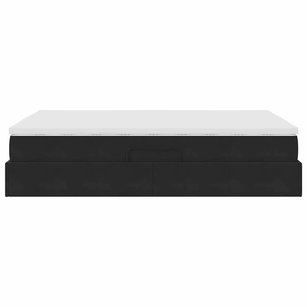 Lit avec rangement et matelas Noir 140 x 190 cm Velours - XIOS
