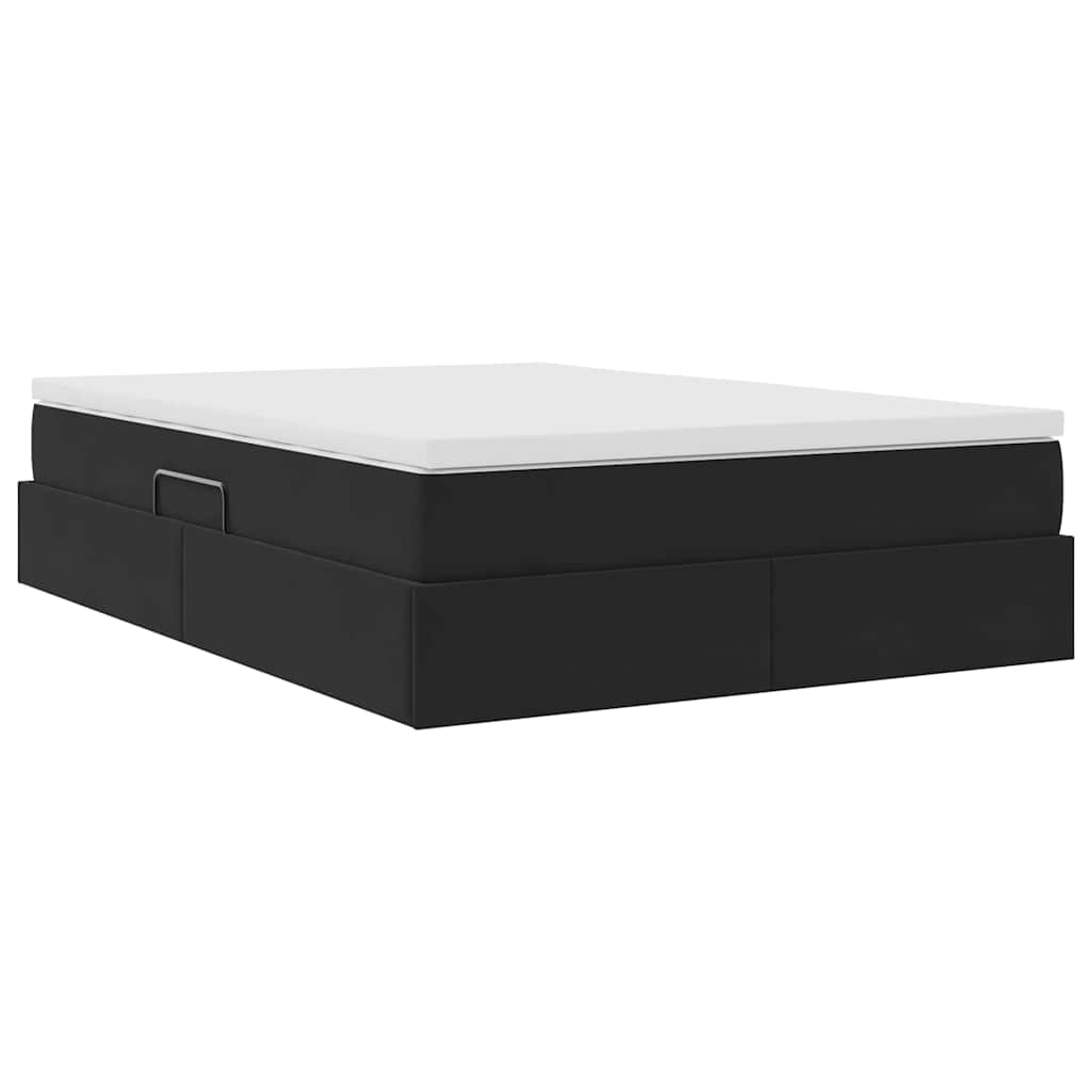 Lit avec rangement et matelas Noir 140 x 200 cm Velours - XIOS