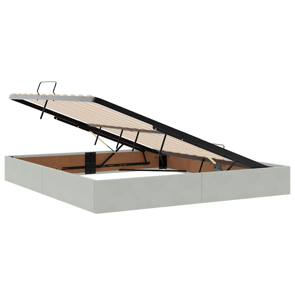 Lit avec rangement et matelas Gris clair 160 x 200 cm Velours - XIOS