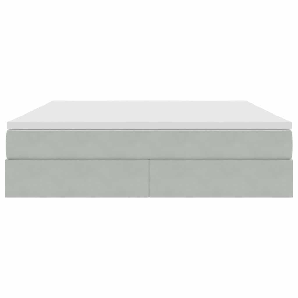 Lit avec rangement et matelas Gris clair 160 x 200 cm Velours - XIOS