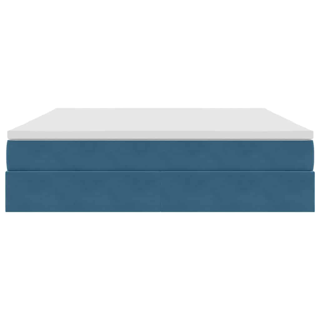 Lit avec rangement et matelas Bleu foncé 160 x 200 cm Velours - XIOS
