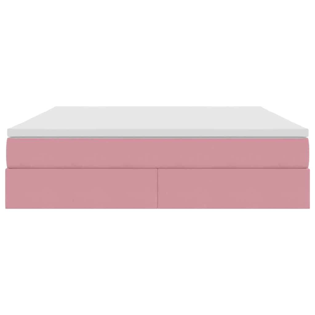 Lit avec rangement et matelas Rose 160 x 200 cm Velours - XIOS