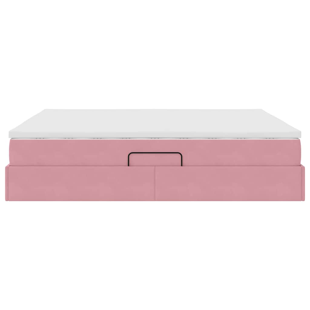 Lit avec rangement et matelas Rose 160 x 200 cm Velours - XIOS