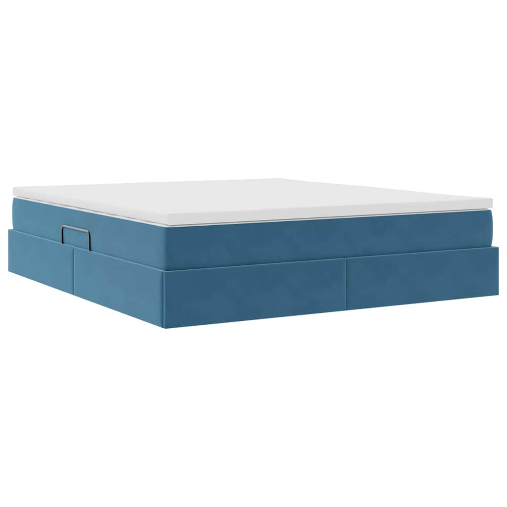 Lit avec rangement et matelas Bleu foncé 180 x 200 cm Velours - XIOS
