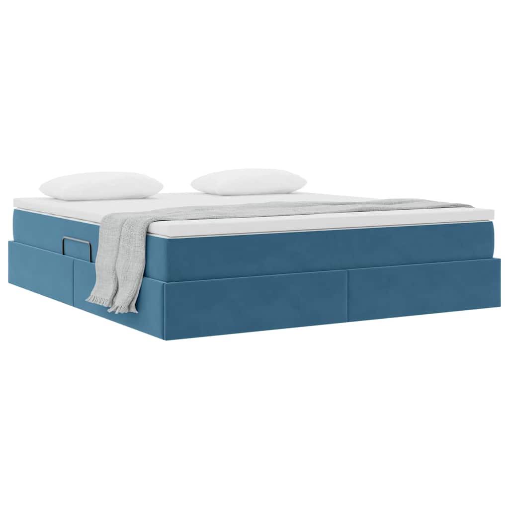 Lit avec rangement et matelas Bleu foncé 180 x 200 cm Velours - XIOS