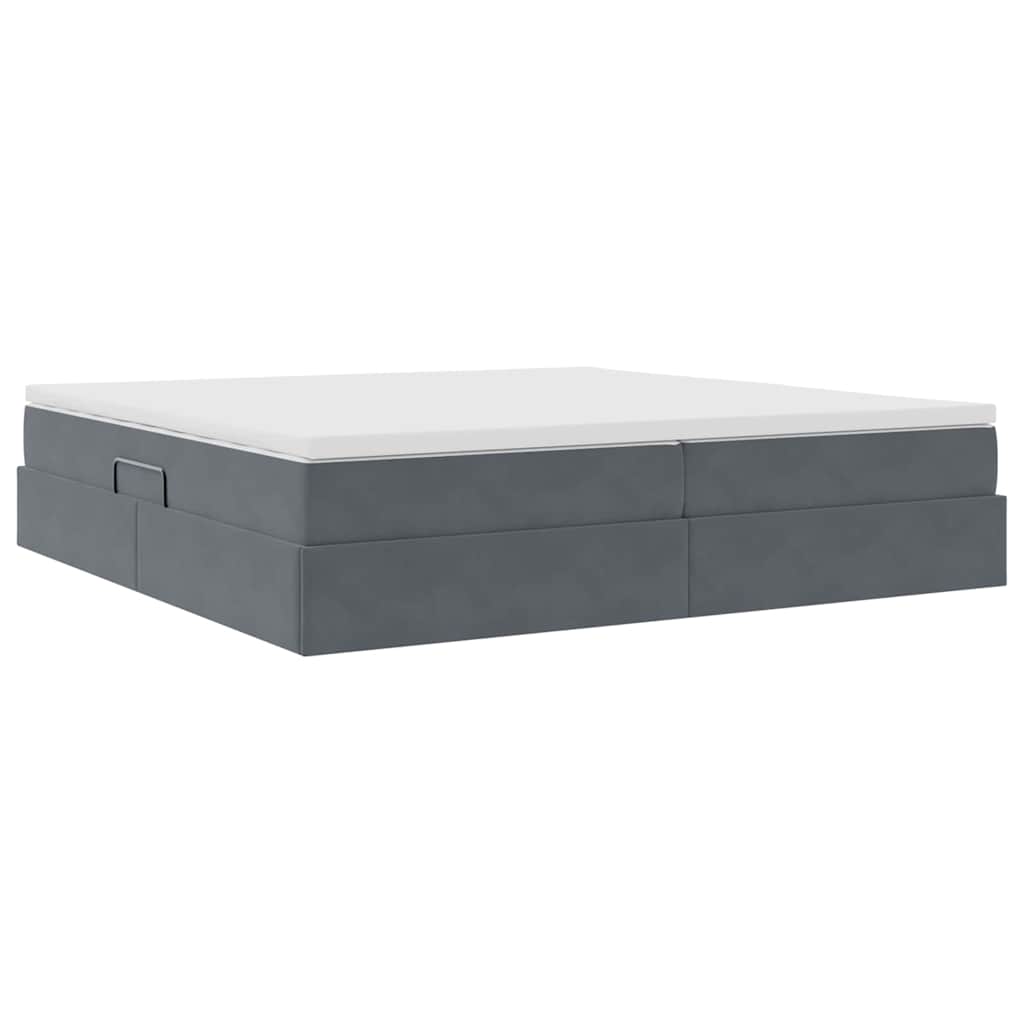 Lit avec rangement et matelas Gris foncé 200 x 200 cm Velours - XIOS