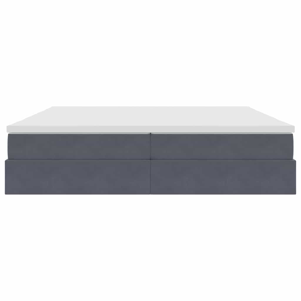 Lit avec rangement et matelas Gris foncé 200 x 200 cm Velours - XIOS