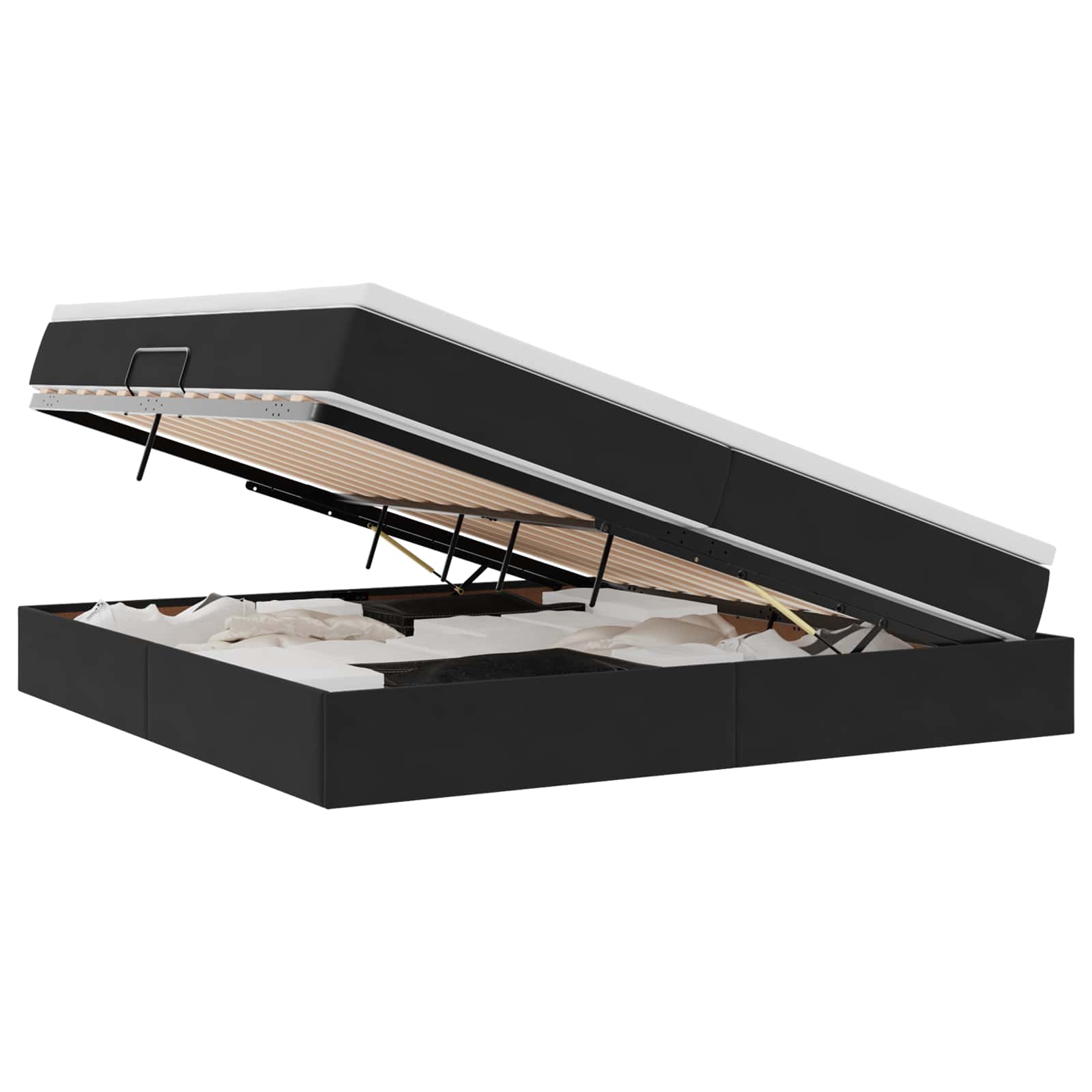 Lit avec rangement et matelas Noir 200 x 200 cm Velours - XIOS