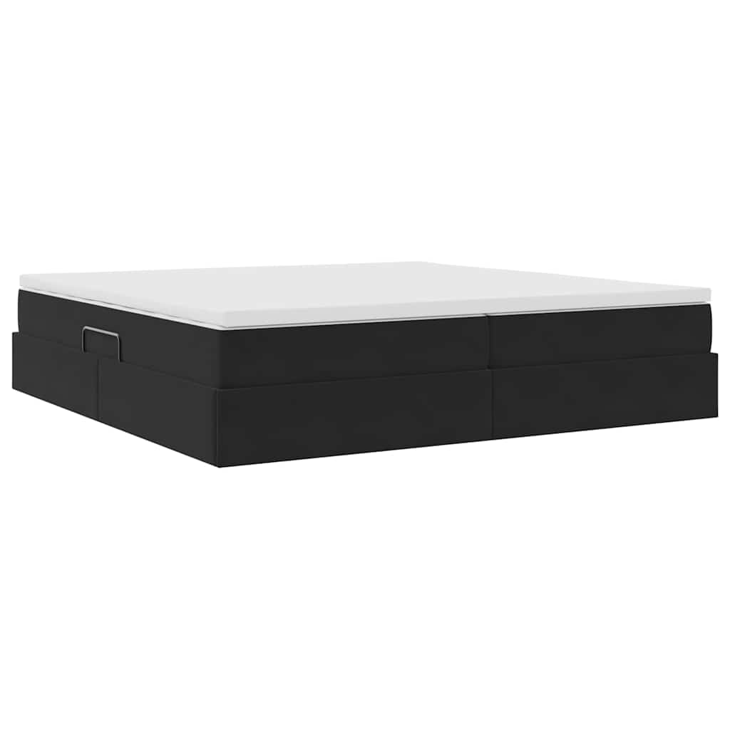 Lit avec rangement et matelas Noir 200 x 200 cm Velours - XIOS