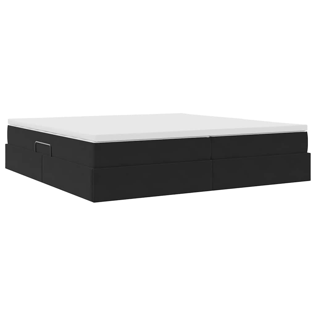 Lit avec rangement et matelas Noir 200 x 200 cm Velours - XIOS