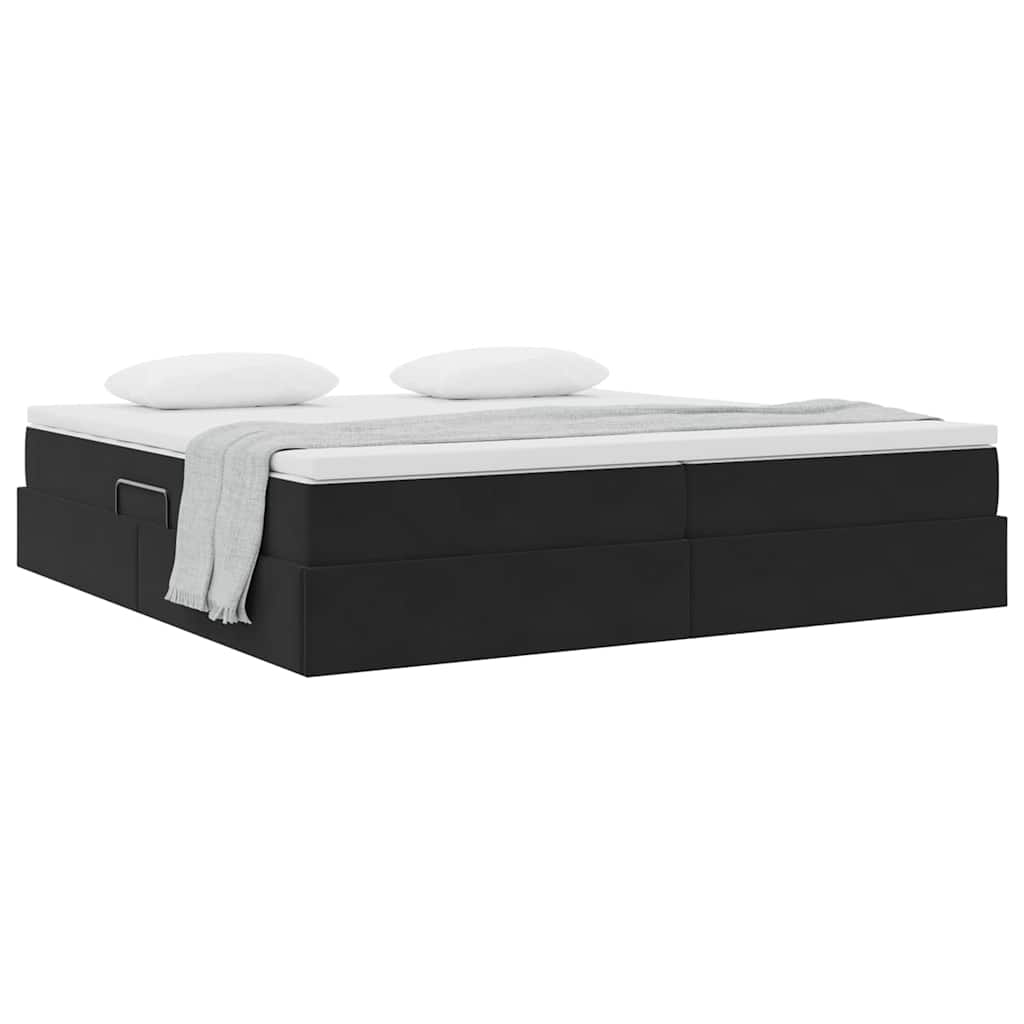 Lit avec rangement et matelas Noir 200 x 200 cm Velours - XIOS