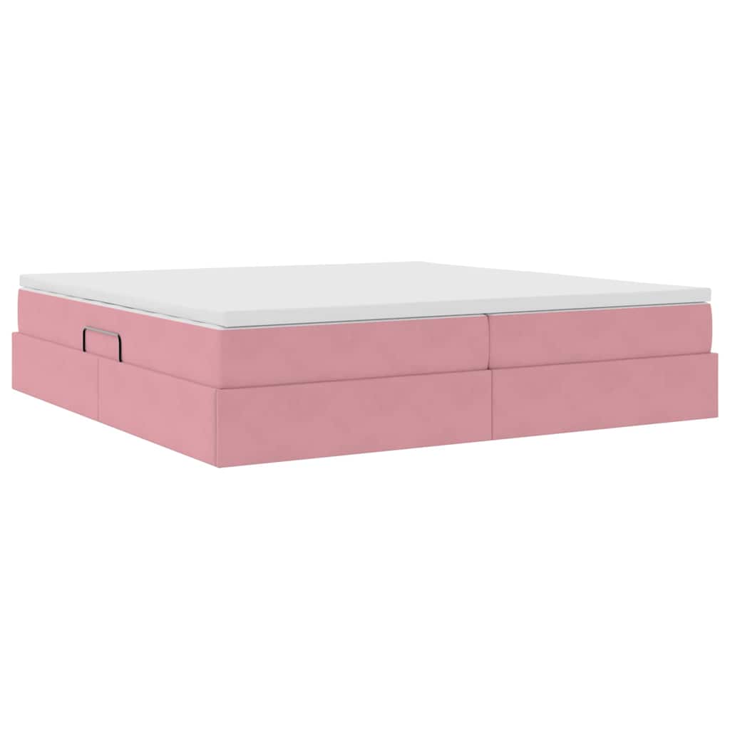 Lit avec rangement et matelas Rose 200 x 200 cm Velours - XIOS