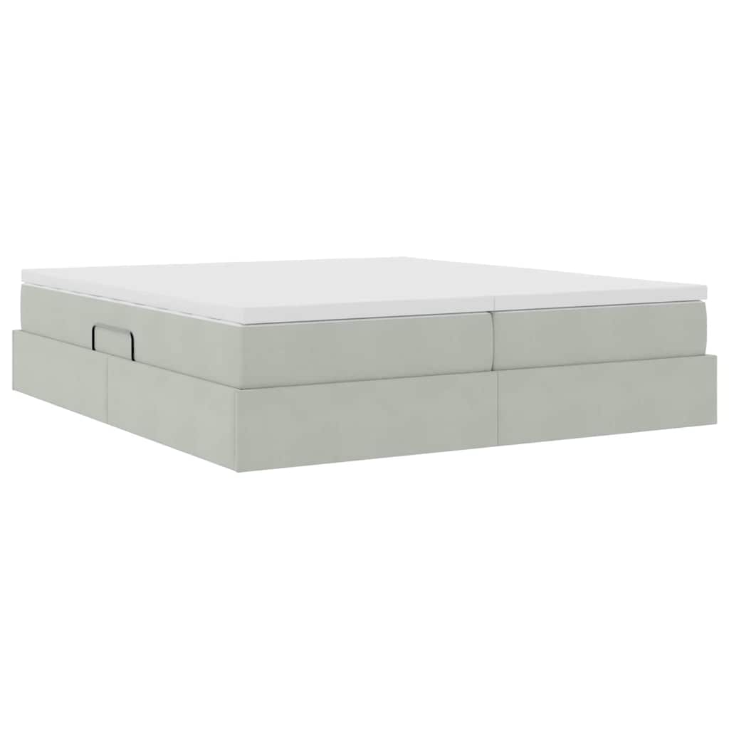 Lit avec rangement et matelas Gris clair 180 x 200 cm Velours - XIOS