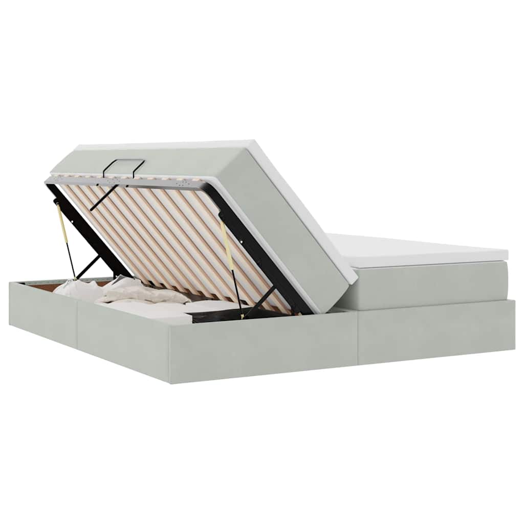 Lit avec rangement et matelas Gris clair 180 x 200 cm Velours - XIOS