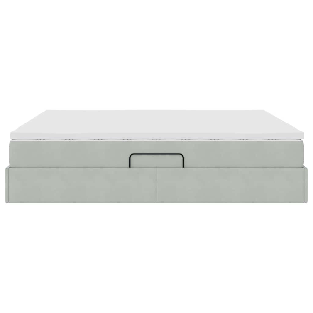 Lit avec rangement et matelas Gris clair 180 x 200 cm Velours - XIOS