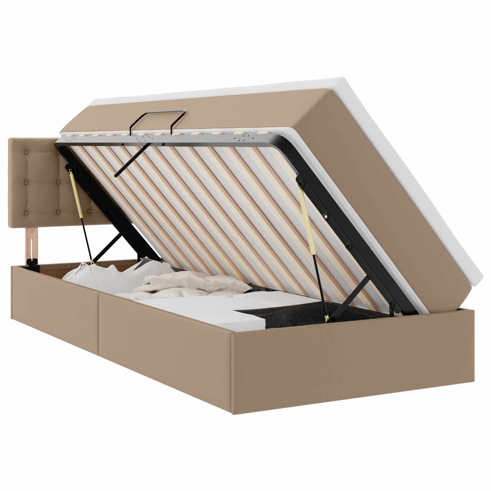 Lit avec rangement et matelas Cappuccino 90 x 200 cm - XIOS